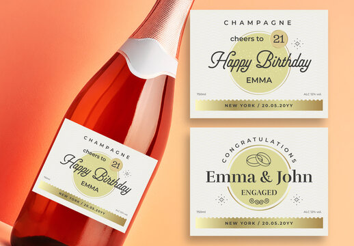 Birthday and Wedding Champagne Vintage Label Template Layout