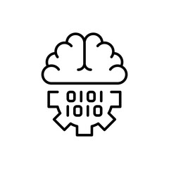 Artificial brain outline icons, minimalist vector illustration ,simple transparent graphic element .Isolated on white background
