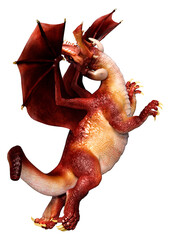 3D Rendering Fairy Tale Dragon on White