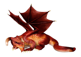3D Rendering Fairy Tale Dragon on White