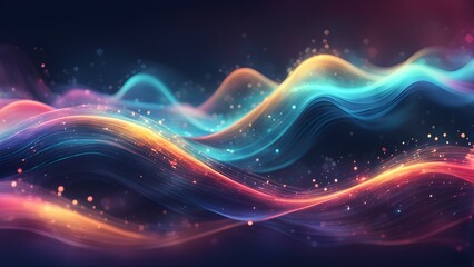 Obraz premium A colorful wave of light with a lot of sparkles