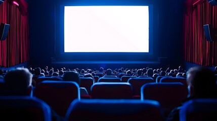 Fototapeta premium Movie Theater Audience Watching Movie Screen