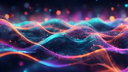 Fototapeta premium The image is a colorful wave with a purple and orange line