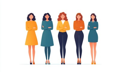 Obraz premium Confident businesswomen stand together. Strong females entrepreneurs support each other. Concept of equitable participation of women in politics and, Generative AI