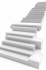 White 3D Rendered Staircase with Perspective