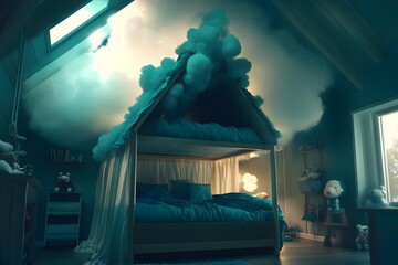Dreamy Kids Bedroom with Cloud Canopy Bed