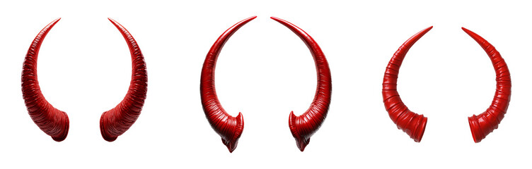 devil horns headband with bright red horns on isolated background

