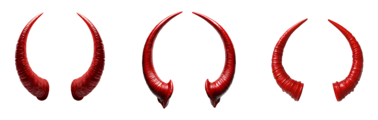devil horns headband with bright red horns on isolated background
