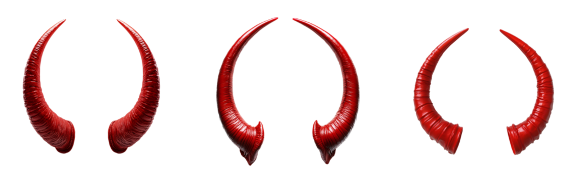 devil horns headband with bright red horns on isolated background
