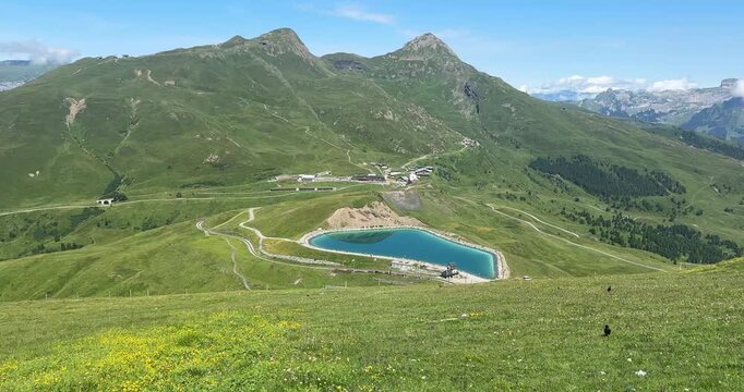Fallboden Lake, as seen from the Kleine Scheidegg to Eigergletscher trail in Switzerland
