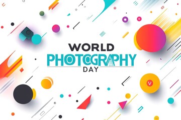 Obraz premium World Photography Day with World Map Background, photographer taking photo. World Photography Day social media banner and instagram banner post design