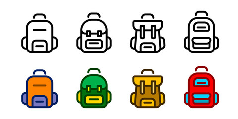 Backpack color icon. School bag sign. Student symbol. Tourism illustration.