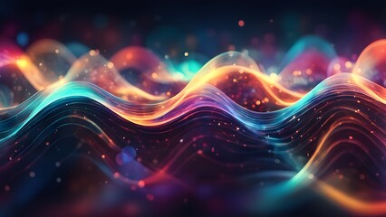 Obraz premium A colorful wave with a lot of sparkles and dots