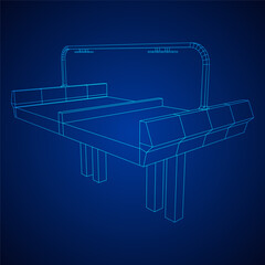 Wireframe Mesh Bridge Highway. Connection Structure. Digital Data Visualization Concept. Vector Illustration.