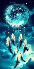 Dreamcatcher With Feathers in the Galaxy