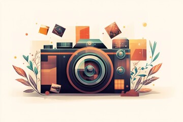 Fototapeta premium World Photography Day with World Map Background, photographer taking photo. World Photography Day social media banner and instagram banner post design