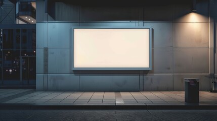 Blank billboard in the city at night