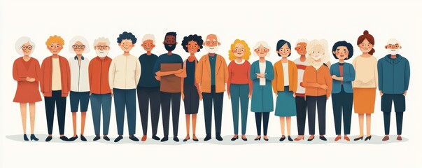 Group of different people joined the happiness. The choice of the elderly, people of color, disabled and different people. Social diversity, relationships, human resources, large family, Generative AI