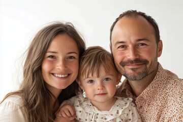 Portrait of happy family in kitchen at home, Generative AI