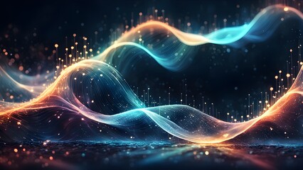 Obraz premium A colorful wave of light with a blue and orange hue