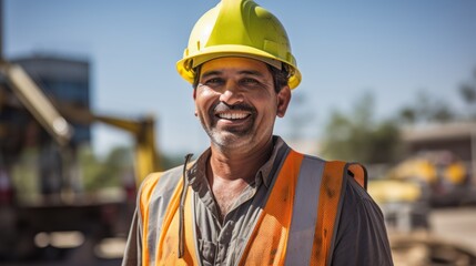 Fototapeta premium latin indian engineer foreman smiling. 