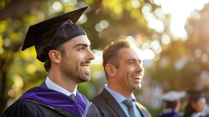 Fototapeta premium One male student in graduation with one male doctor 