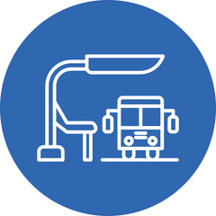 Bus Stop line circle icon