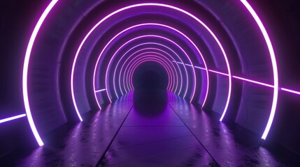 Fototapeta premium Neon Circle Tunnel - Futuristic Digital Pathway