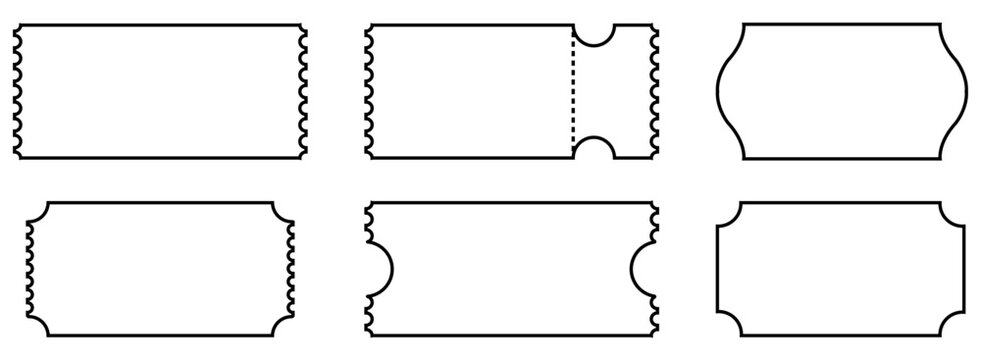 Discount coupon icons set. Black Outline and different signs of tickets. Money-saving shopping concept vector illustration isolated on white background.