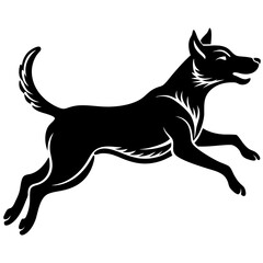 A dog jump silhouette vector
