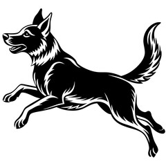 A dog jump silhouette vector