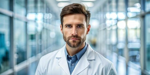 Obraz premium A Close-Up Portrait of a Man in a White Lab Coat, Doctor, Healthcare, Medicine, Professional