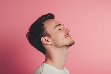 Fototapeta premium A close up of a man's face with his eyes closed