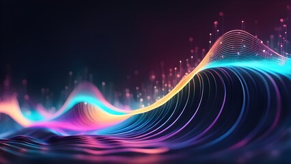 A colorful wave with a purple line in the middle
