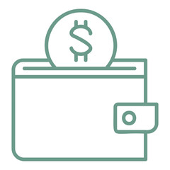 Wallet with a Dollar Coin Outline Icon