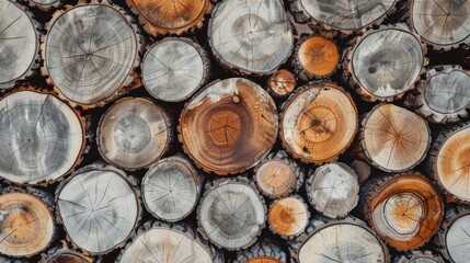 Wood stumps piles background illustration generated by ai
