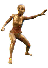 3D Rendering Female Robot on White