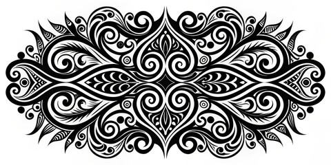 Fototapeta premium Black and White Floral Swirl Design, abstract, floral, swirl, pattern