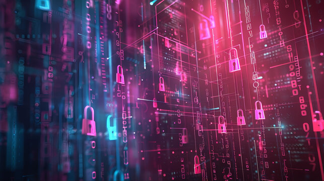 IoT data protection cybersecurity digital technology with key and padlock, data clean, phishing, hacking and coding, binary code AI sim lock, copilot, engineering,  htp security concept 