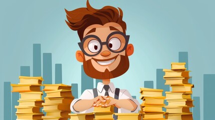 Cartoon vector person building backlinks for improved SEO ranking