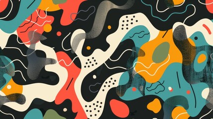 Abstract Colorful Pattern with Organic Shapes and Lines