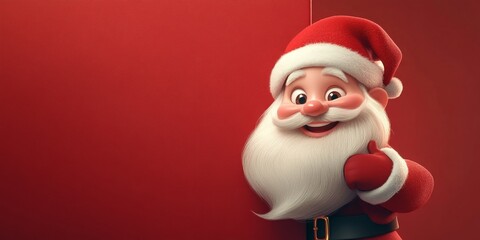 Jolly Santa with Big Red Sign, copy space