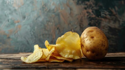 A fresh potato turning into greasy chips, highlighting the negative transformation through processing