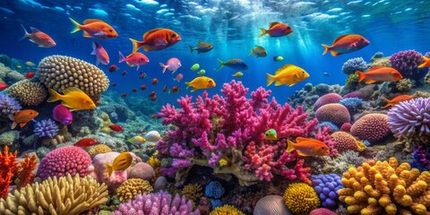 Coral Reef Underwater Paradise Vibrant Fish and Lush Corals, underwater, coral reef, tropical fish, marine life