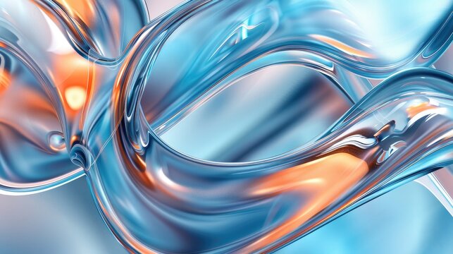 Abstract Blue and Orange Liquid Swirls