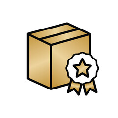 Product thin line icon set. Containing package, parcel, packet, gift, delivery cardboard box, recommendation, top seller, open shipping box or unboxing, carton boxes, brand. Vector illustration