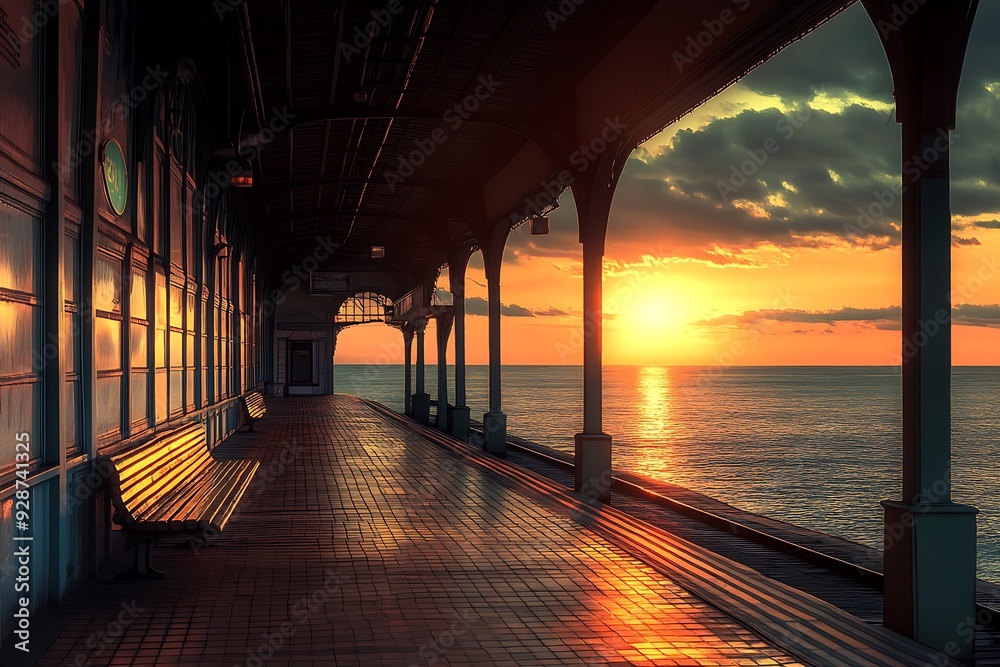 Poster sunset at the pier