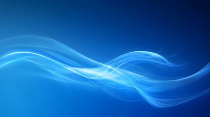 Glowing Waves on Blue Background: Technology-Themed Vector Illustration with Simple Lines and Studio-Lit Professional Photography
