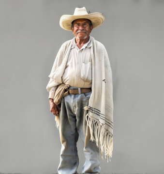 Colombian Farmer in Traditional Attire
