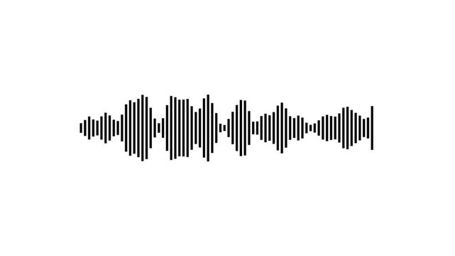 Black line audio wave visualization voice record, sound wave animation on white background, line digital minimalist voice, and soundtrack